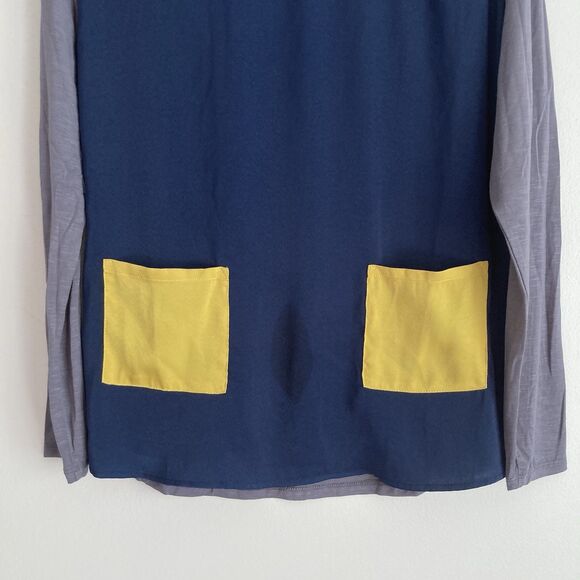 Boden Felicity Mixed Media Long Sleeve Color Block Silky Top Size 6 Artsy - Picture 3 of 9